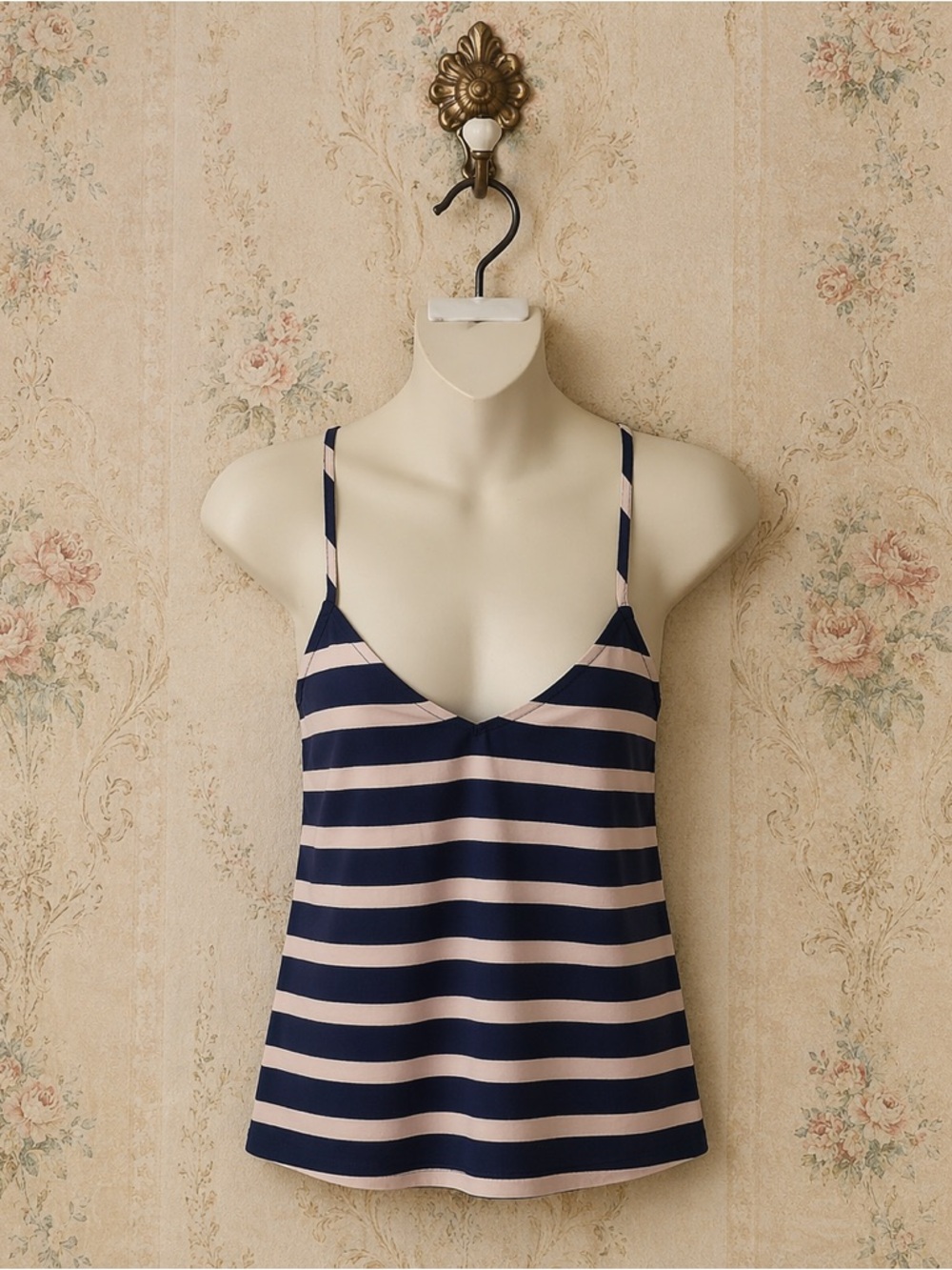 Julie Brown navy cream Addie silky sailor spaghetti cami tank top 2